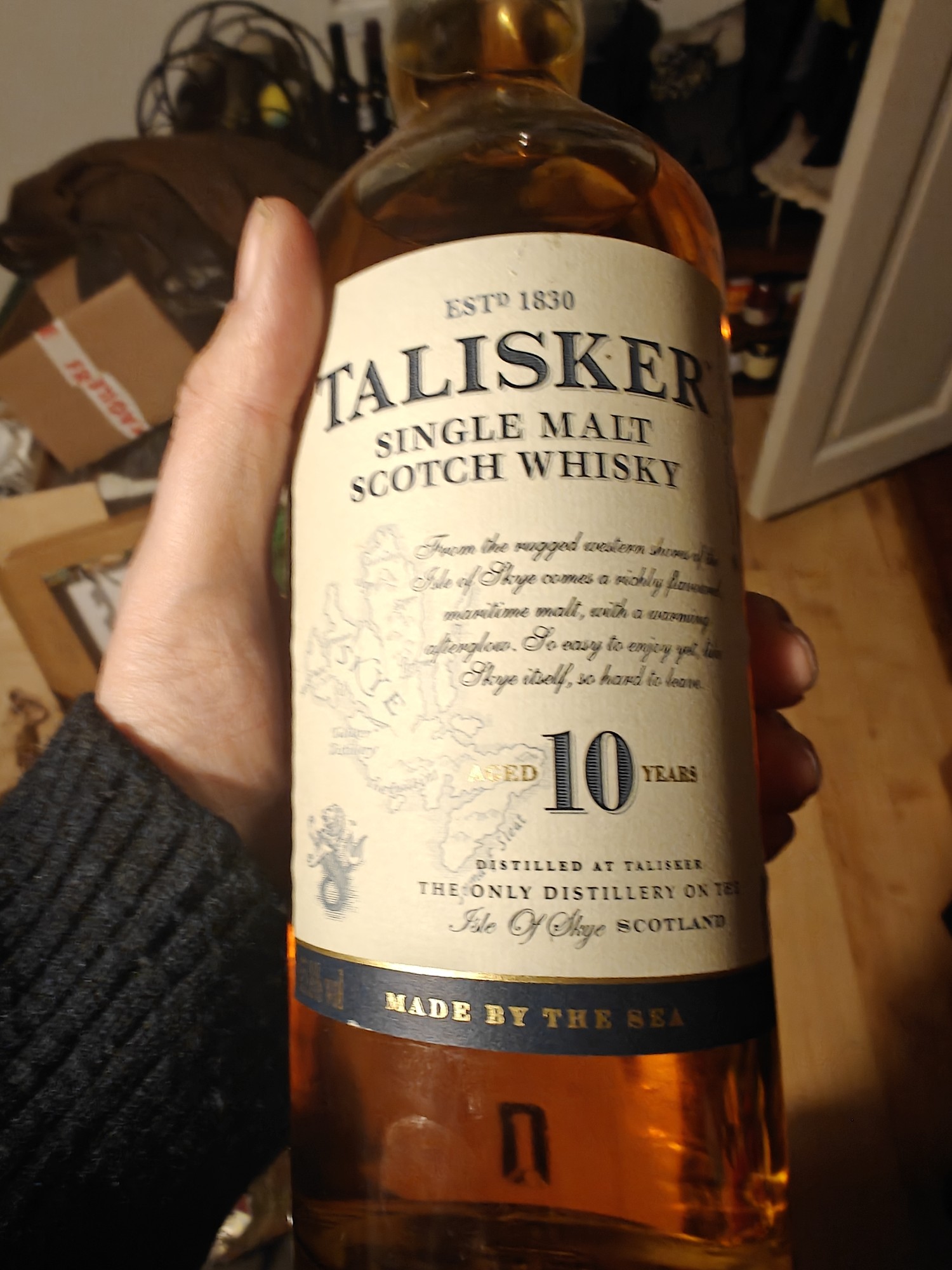 A bottle of Talisker whisky 