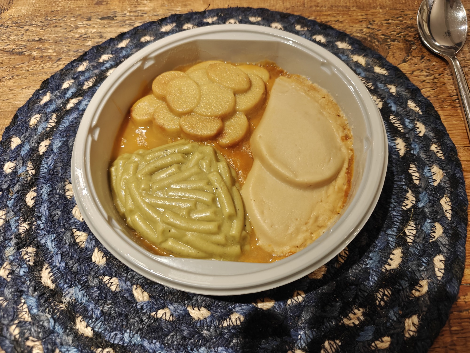 Pureed turkey, green beans and potatoes 