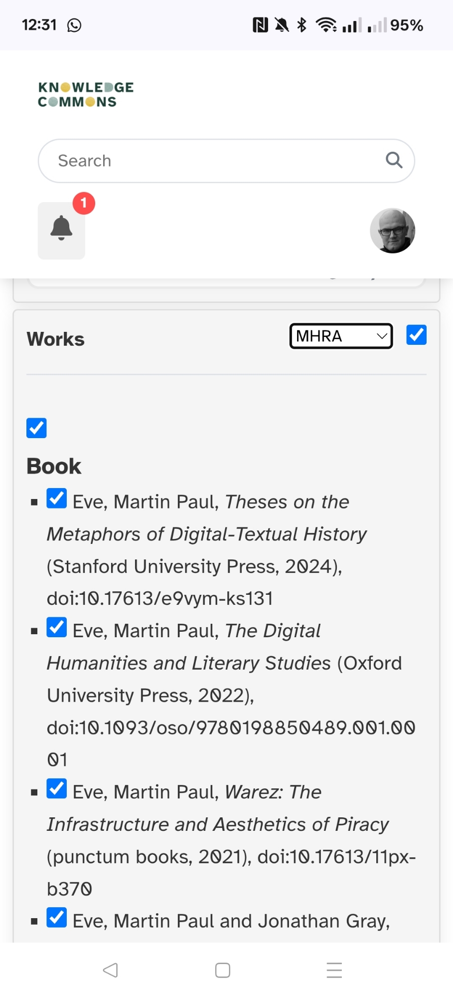 A list of books in the MHRA format
