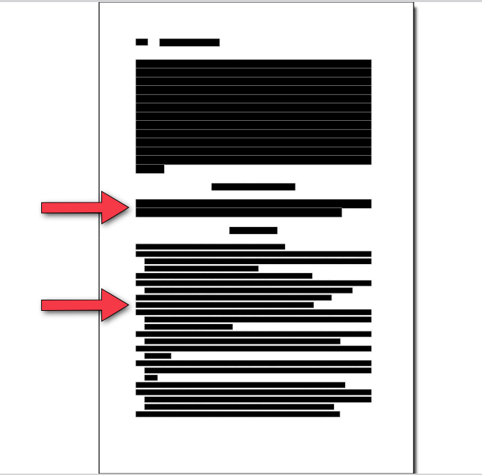 A figure showing different redacted portions of an article in Geoffrey's article