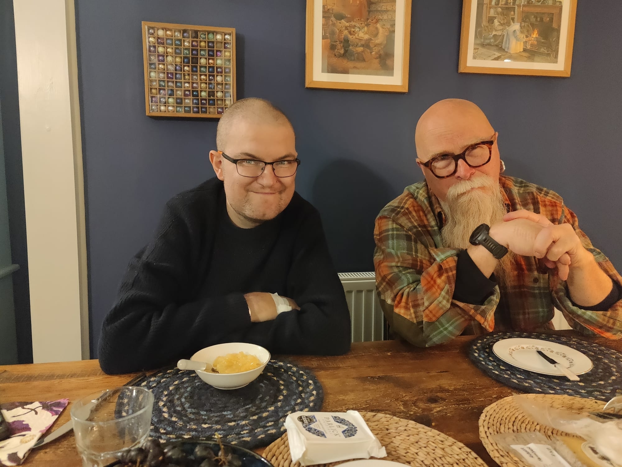 A picture of me and Geoffrey Bilder sitting at a table 