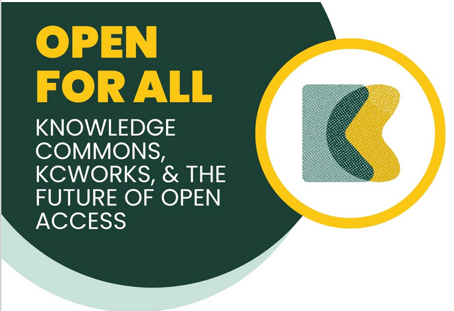 A logo that says "open for all: Knowledge Commons & the future of open access"
