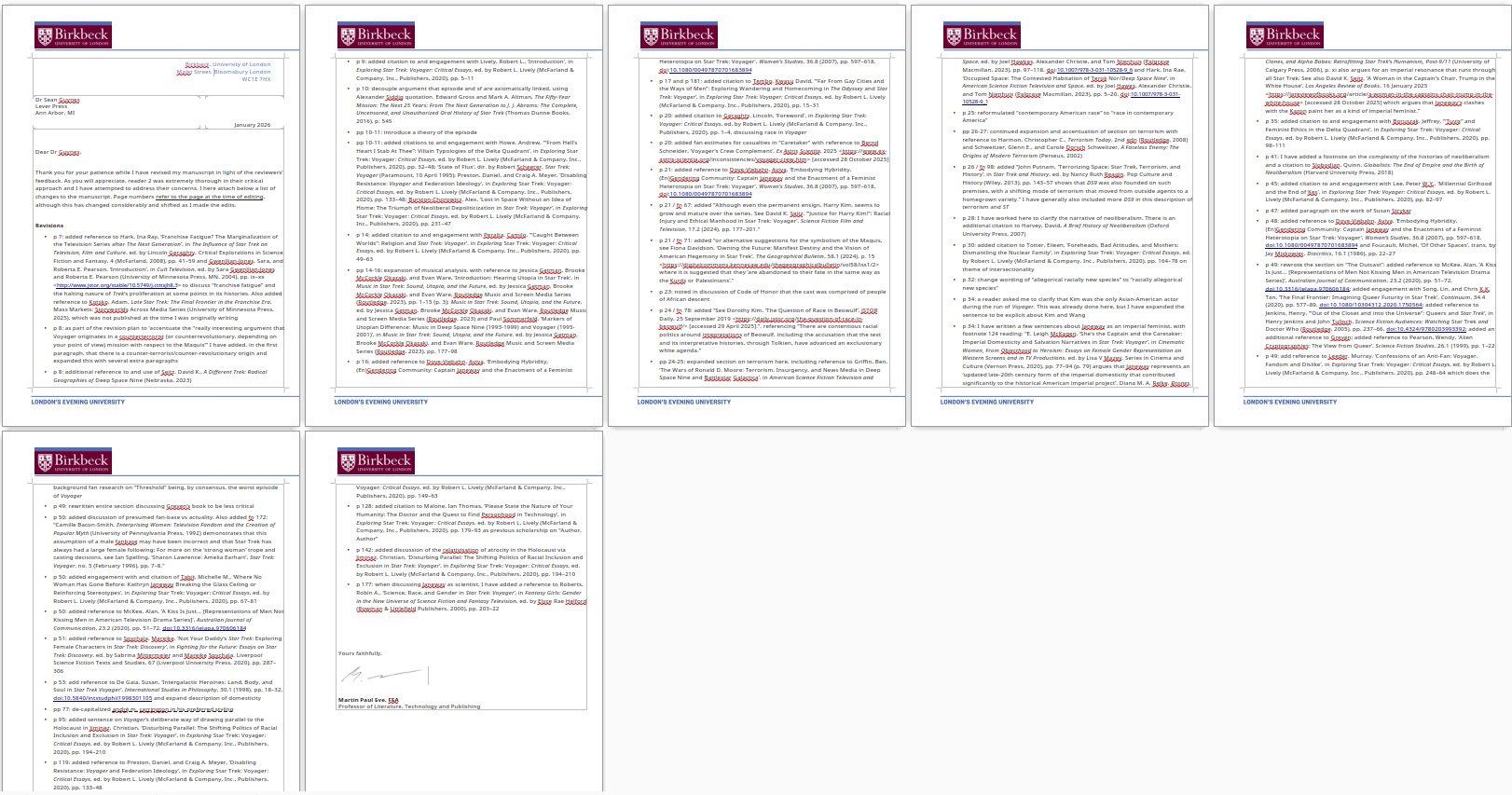 An extensive 7-page letter with illegible text, provided to show the extent of changes requested.