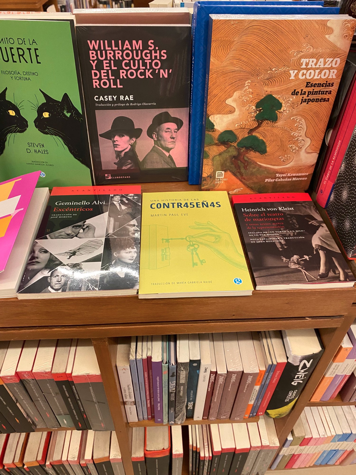 A bookshelf, with my book displayed!