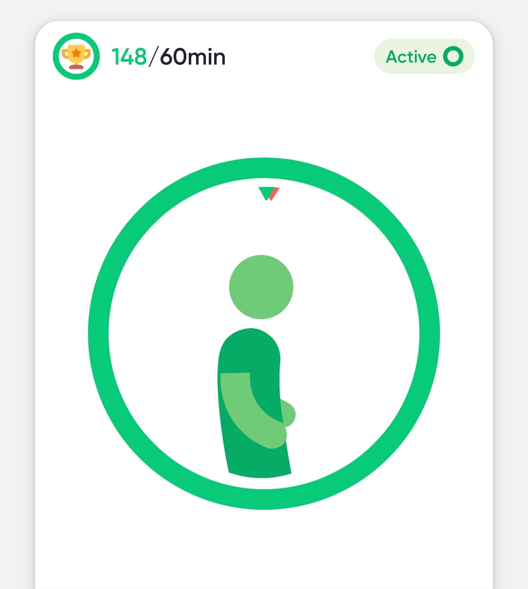 A picture of a figure of a person inside a circle with an indication of whether the person is slouching 