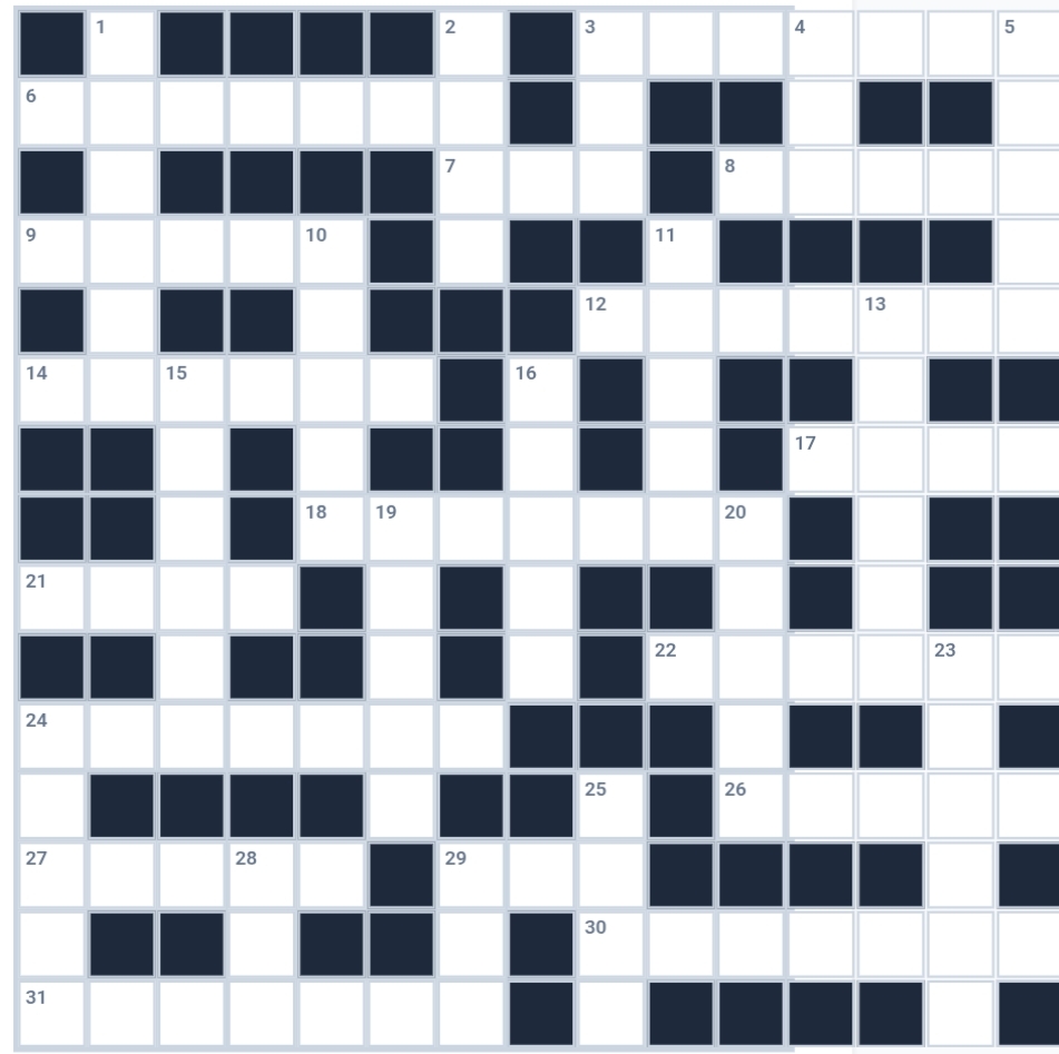 A crossword grid designed using WordSet - it's empty of words
