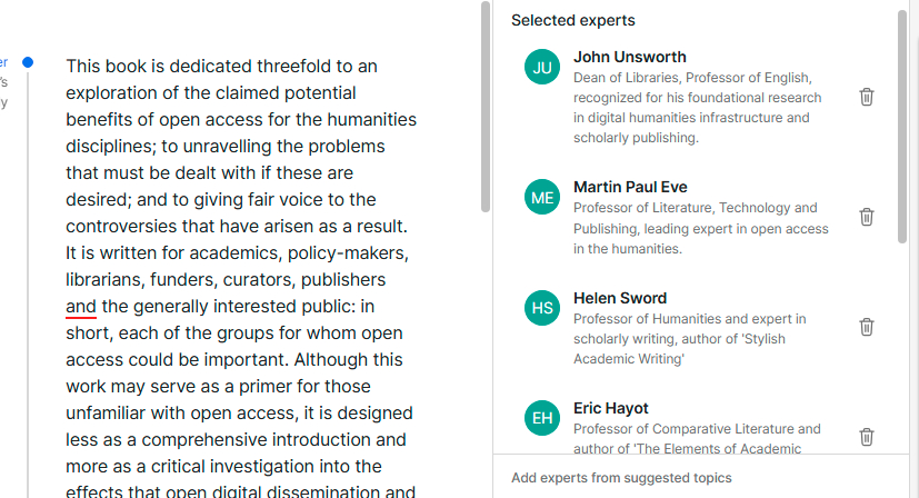 A screenshot of Grammarly using my name to provide "expert feedback", generated via an LLM.