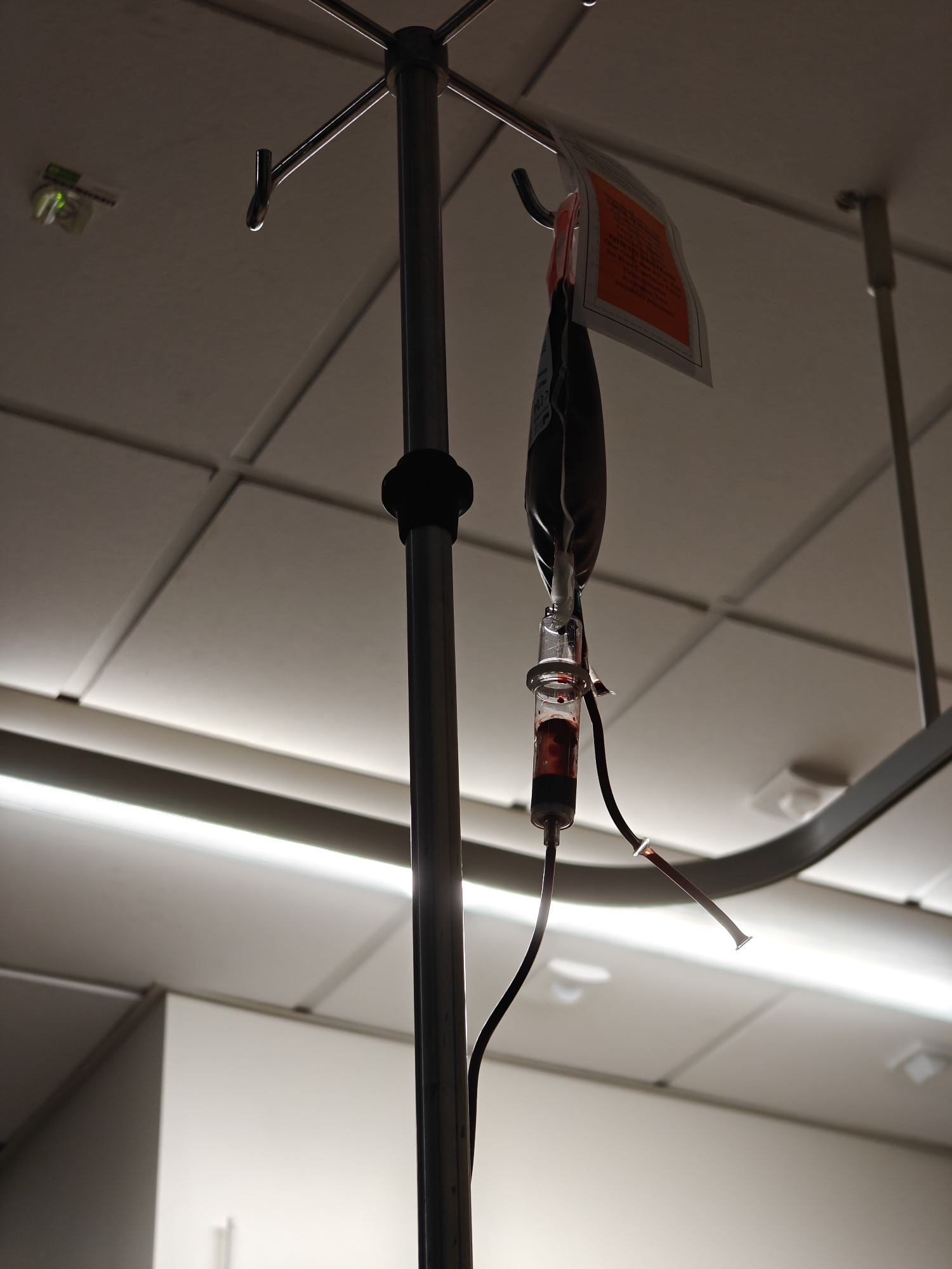A bag of blood being transfused