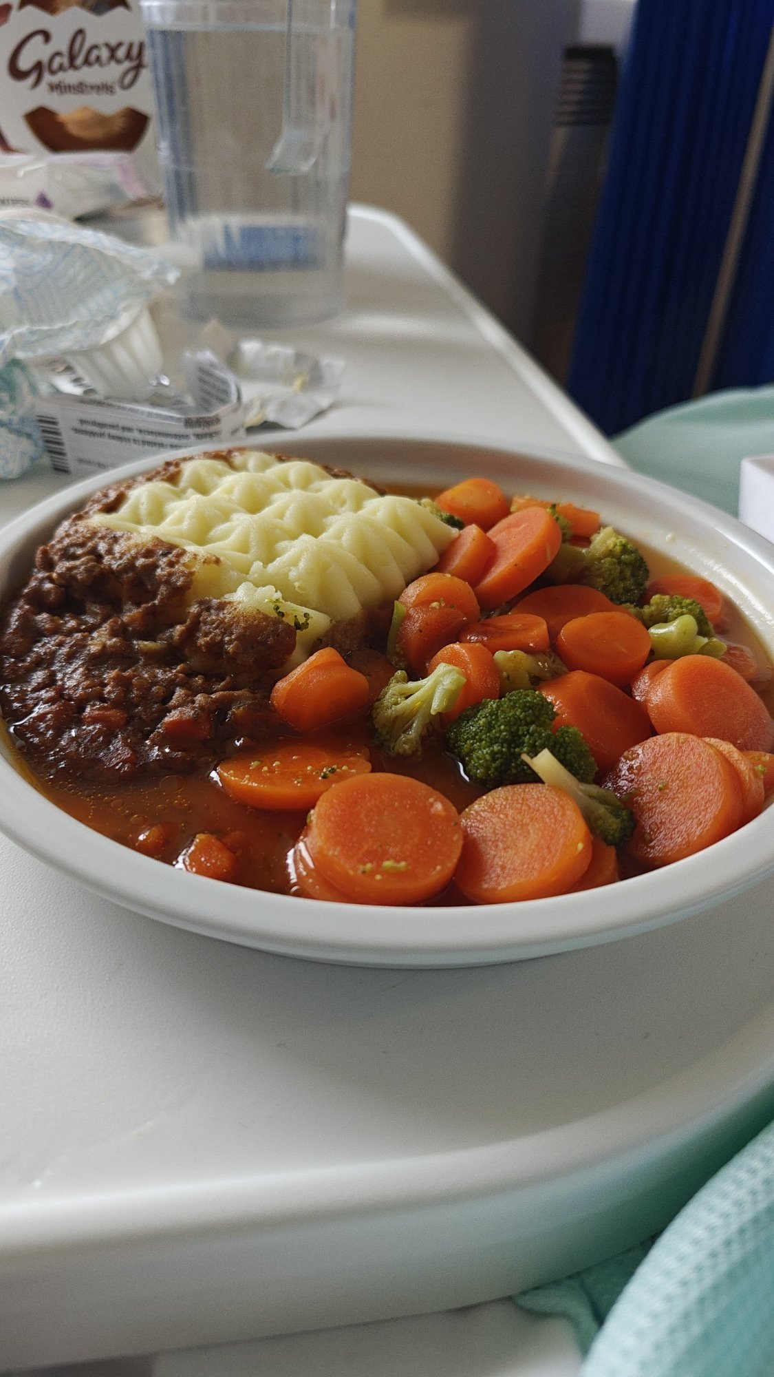 A microwaved shepherd's pie at the QEQM hospital, in Margate 