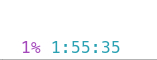 A percentage indicator showing 1hr 55mins to go.