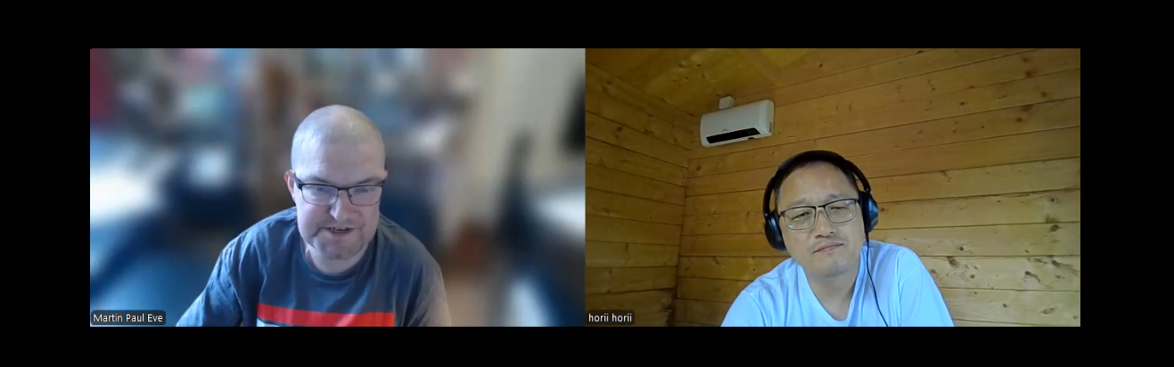 A screenshot of Martin Paul Eve and Mitsutoshi Horii