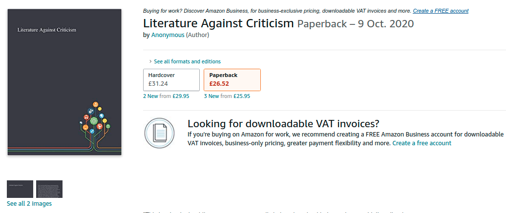 Anonymised metadata on Literature Against Criticism